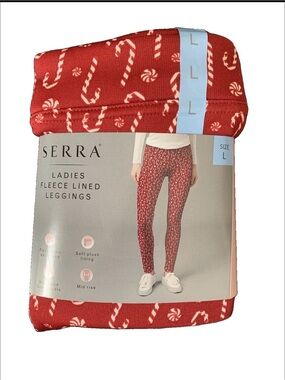 Serra Ladies Fleece Lined Candy Cane Leggings